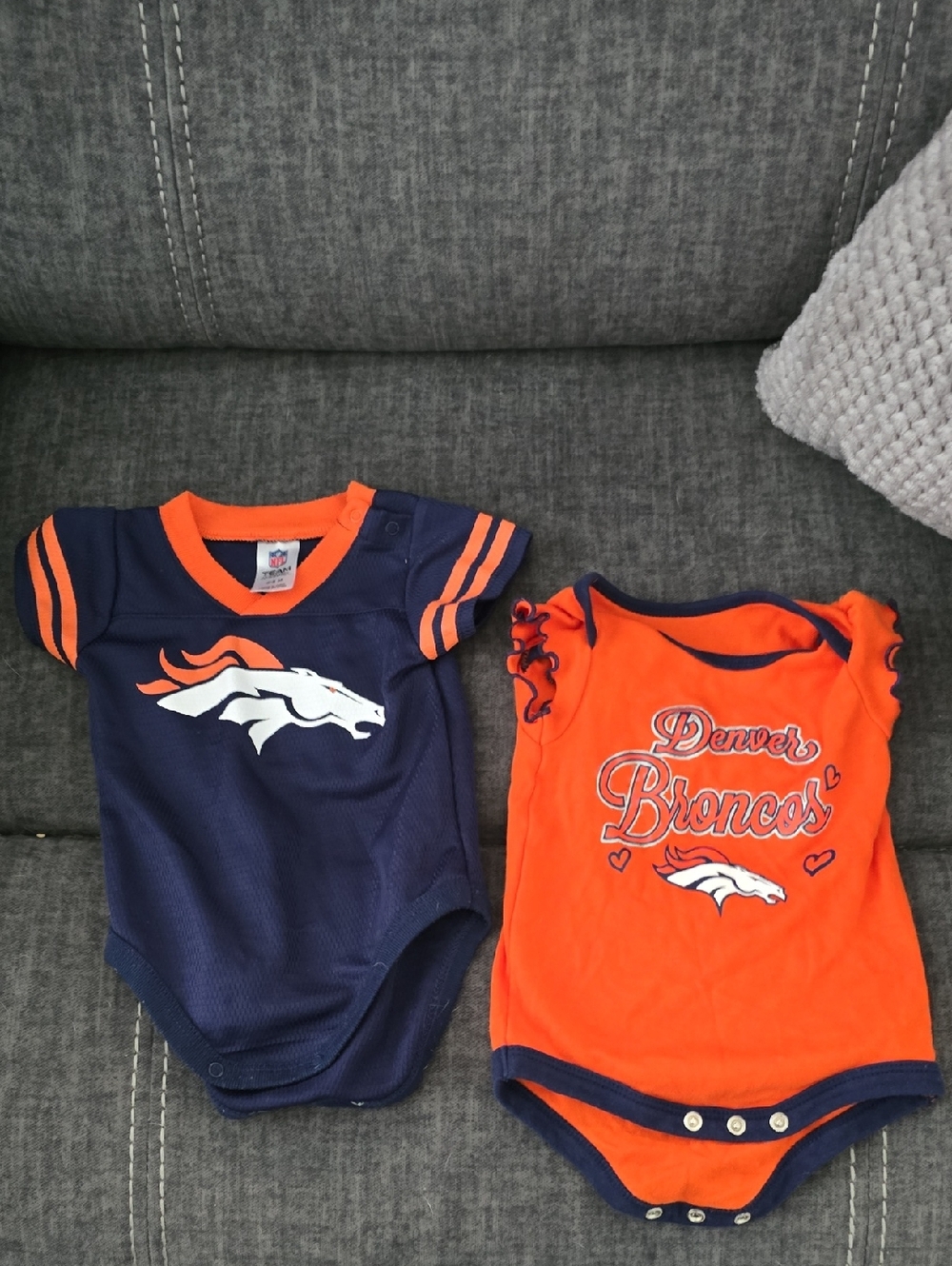 NFL Denver Broncos Infant Jersey Onesie - Navy & Orange